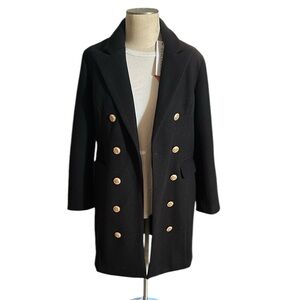 Elegant Black Double-Breasted Women's Coat